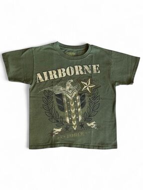 GWP Sport Airborne Force Eagle Graphic Tee Olive Green Size 8
